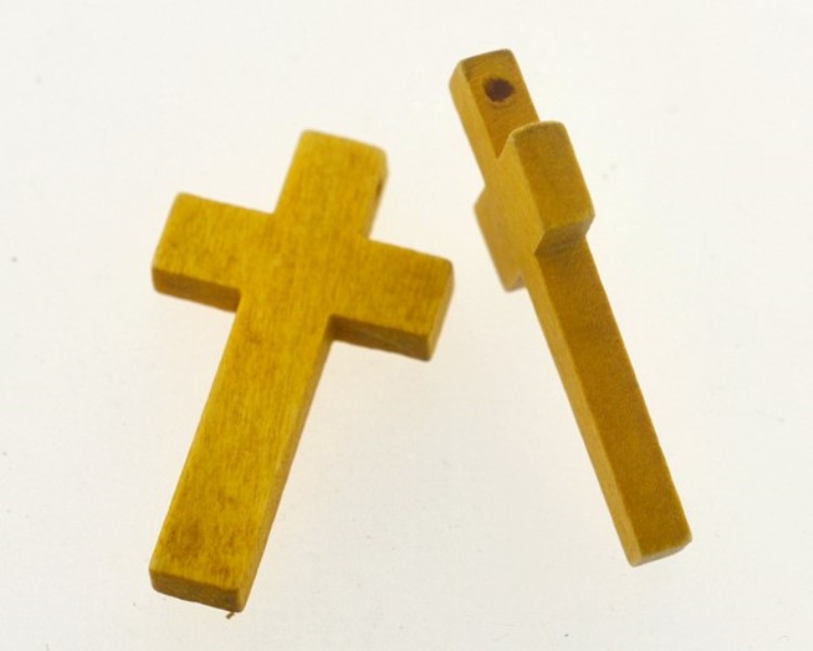 Cruz pingente madeira clara - 42x24 mm (10 peças) MA-326